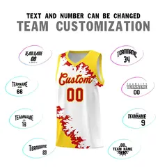White Gold-Red Sparkle Pattern Basketball Kits 4