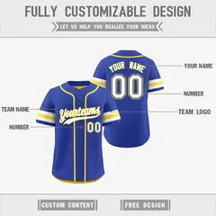 White Gold Royal Blue Reversible Two-Button Baseball Jersey 3
