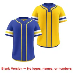 White Gold Royal Blue Reversible Two-Button Baseball Jersey 9