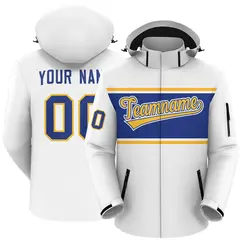 White Gold-Royal Color Block Hooded Waterproof Outdoor Jacket 1