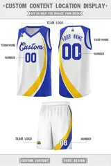 White Gold-Royal Color Block Team Basketball Jersey 2