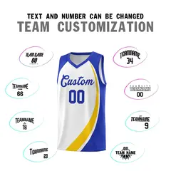 White Gold-Royal Color Block Team Basketball Jersey 3