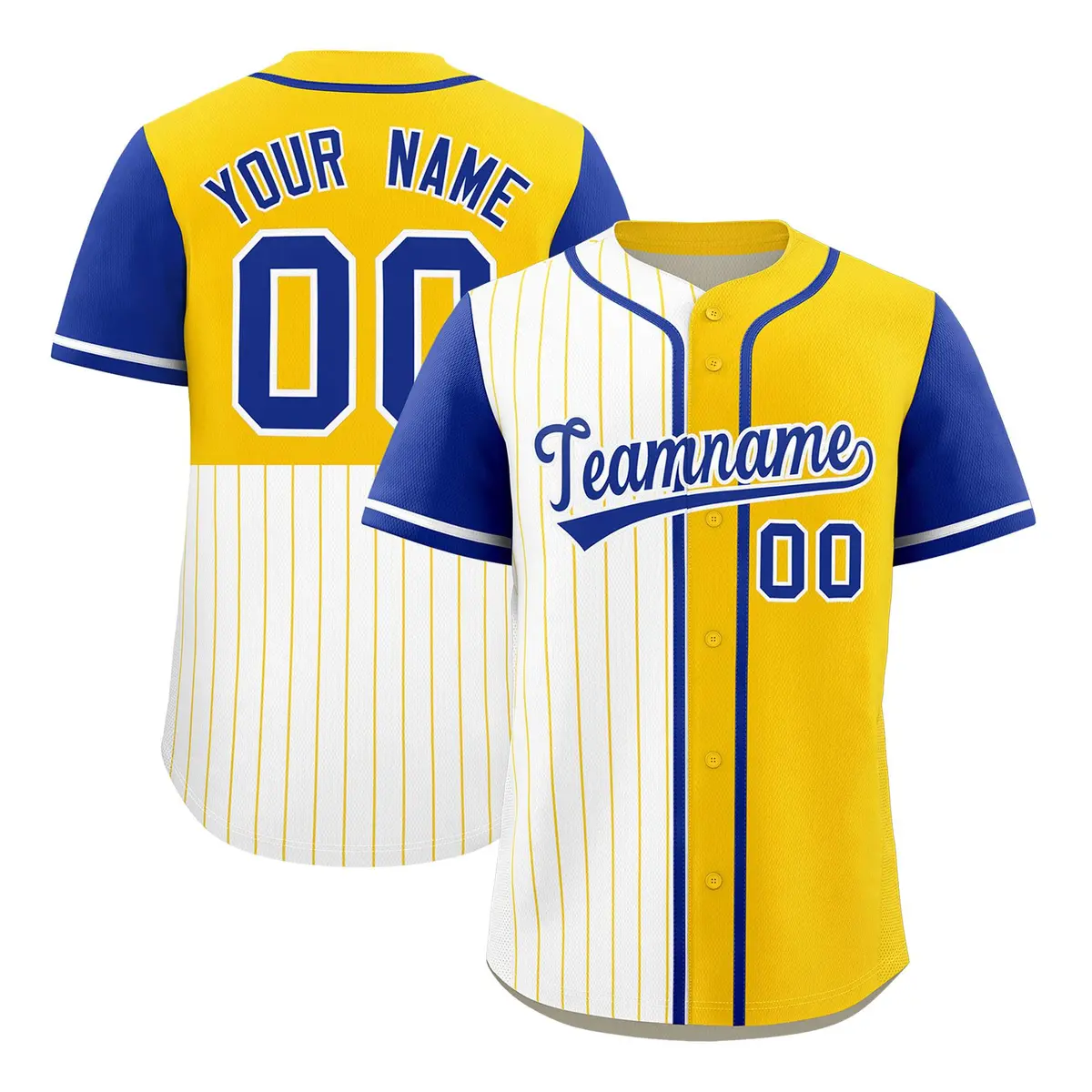 White Gold Royal Pinstripe Raglan Baseball Jersey