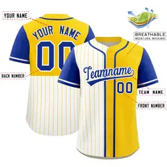 White Gold Royal Pinstripe Raglan Baseball Jersey 2