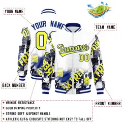 White Gold-Royal Street Graffiti Varsity Letterman Jacket 2