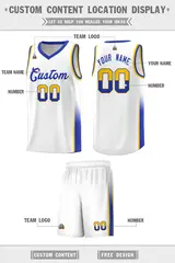 White Gold Royal Two Tone Font Basketball Jersey 2