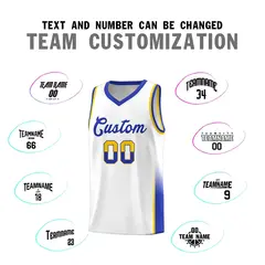 White Gold Royal Two Tone Font Basketball Jersey 3