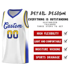 White Gold Royal Two Tone Font Basketball Jersey 4