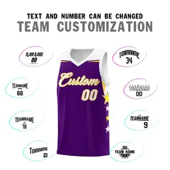 White Gold Star Color Block Two Tone Side Basketball Jersey 4