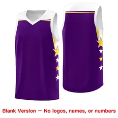 White Gold Star Color Block Two Tone Side Basketball Jersey 6