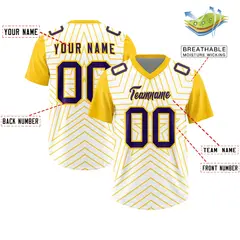 White Gold Star Pattern Raglan Authentic Football Jersey 2