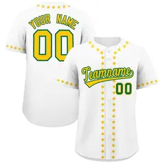 White Gold Star Ribbing Authentic Baseball Jersey
