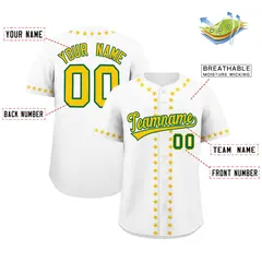 White Gold Star Ribbing Authentic Baseball Jersey 2