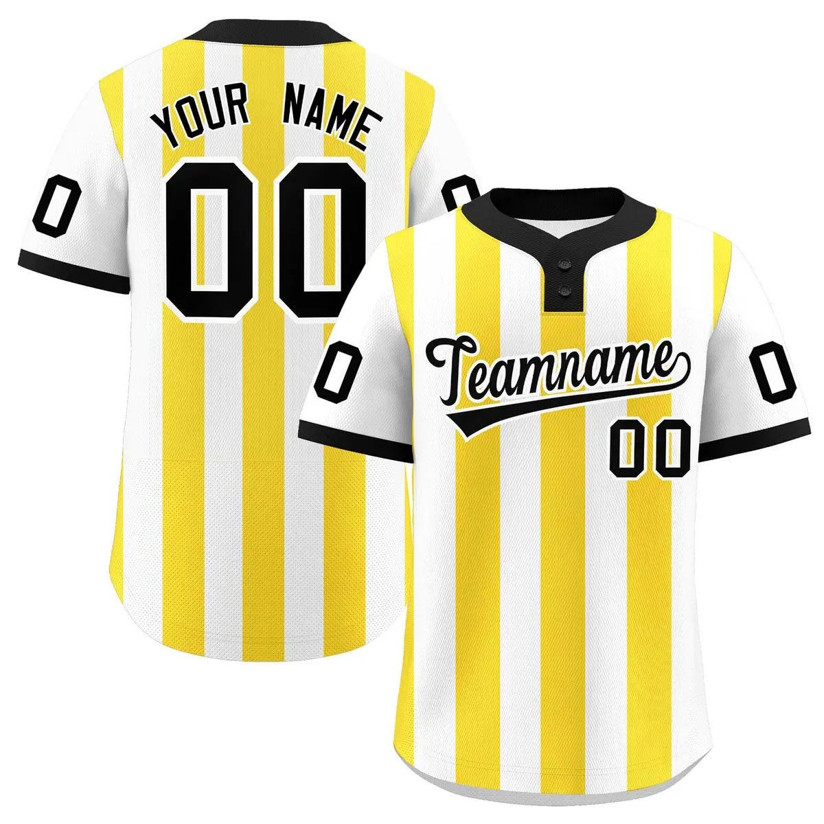 White Gold Stripe Two-Button Softball Jersey