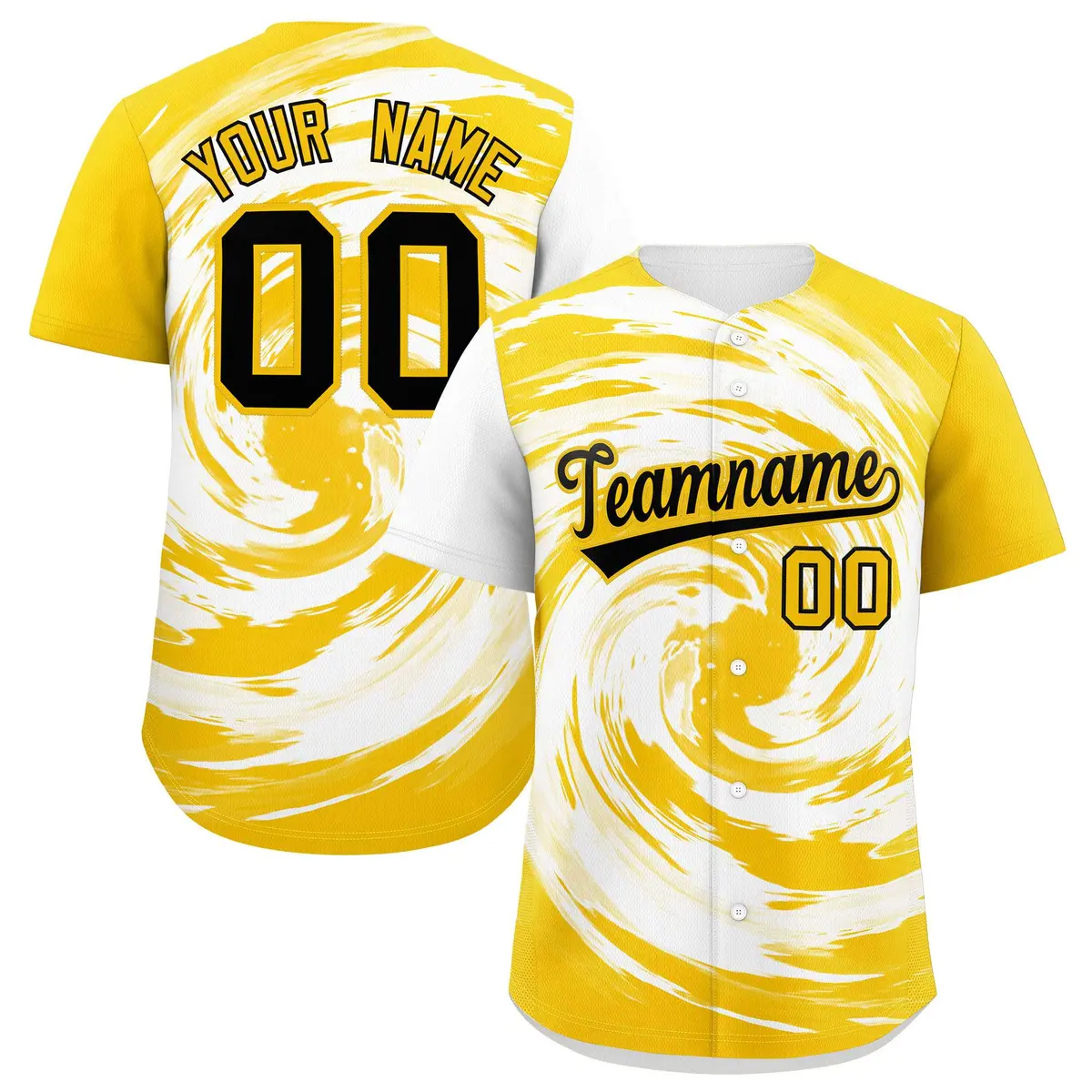 White Gold Swirl Graffiti Pattern Authentic Baseball Jersey