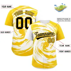 White Gold Swirl Graffiti Pattern Authentic Baseball Jersey 2
