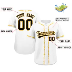 White Gold Thorns Ribbed Classic Authentic Baseball Jersey 2