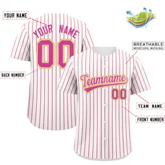 White Gold Tricolor Stripe Fashion Baseball Jersey 2