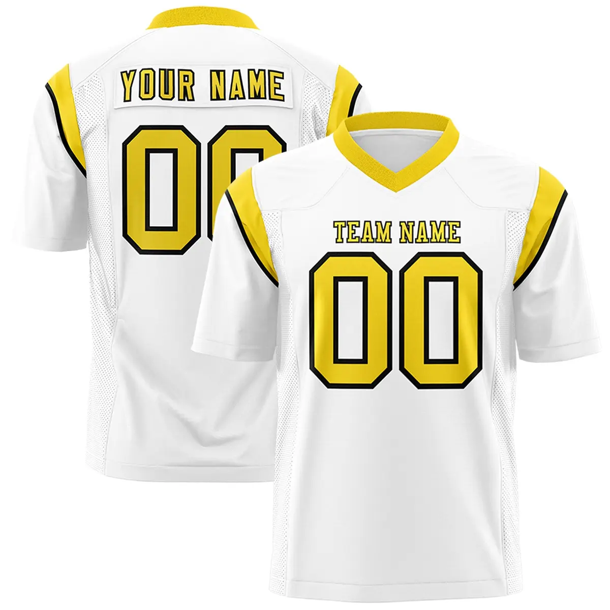 White Gold Two-Tone Shoulder Cut Flag Football Jersey