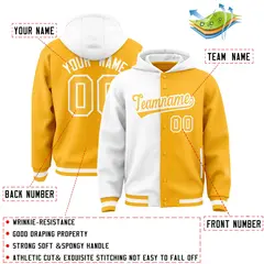 White Gold Two Tone Split Varsity Letterman Jacket Hoodie 4