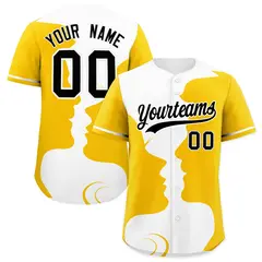 White Gold Valentine's Day Couple Silhouettes Baseball Jersey