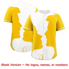 White Gold Valentine's Day Couple Silhouettes Baseball Jersey 2