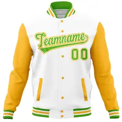 White Gold Varsity Raglan Sleeves Letterman Baseball Jacket 5