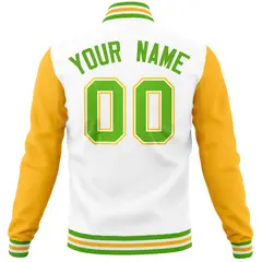 White Gold Varsity Raglan Sleeves Letterman Baseball Jacket 6