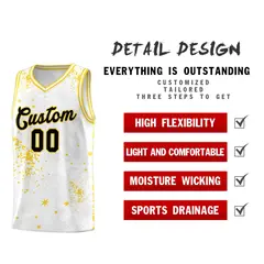 White Gold Vice Burst Graffiti Moisture-Wicking Basketball Jersey 2