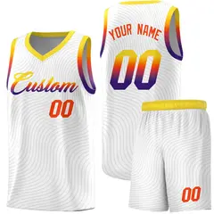 White Gold Wave Pattern Sports Uniform Basketball Jersey