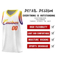 White Gold Wave Pattern Sports Uniform Basketball Jersey 2