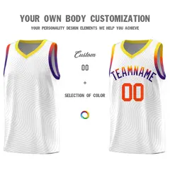 White Gold Wave Pattern Sports Uniform Basketball Jersey 3