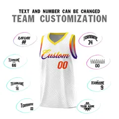 White Gold Wave Pattern Sports Uniform Basketball Jersey 4