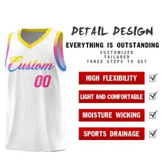 White Gold Wave Pattern Sports Uniform Basketball Jersey 2