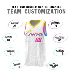 White Gold Wave Pattern Sports Uniform Basketball Jersey 4
