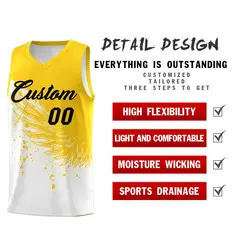 White Gold Wing Pattern Basketball Jersey Sports Uniform 2