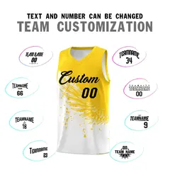 White Gold Wing Pattern Basketball Jersey Sports Uniform 4