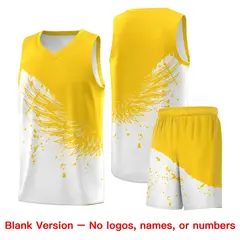 White Gold Wing Pattern Basketball Jersey Sports Uniform 7