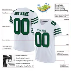 White Gotham Green-Black Mesh Football Jersey 2