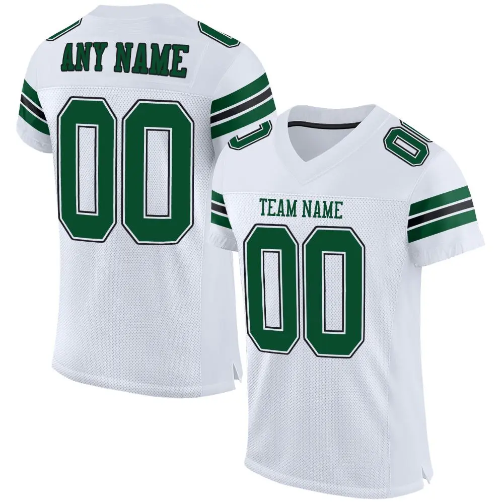 White Gotham Green-Black Mesh Football Jersey