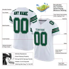 White Gotham Green-Black Mesh Football Jersey 2