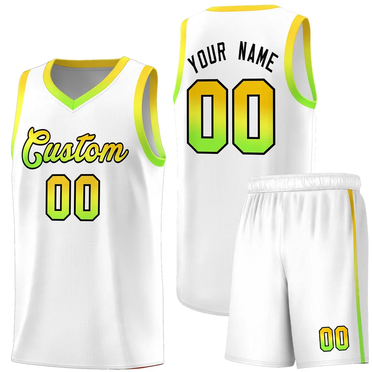 White Gradient Font Basketball Jersey
