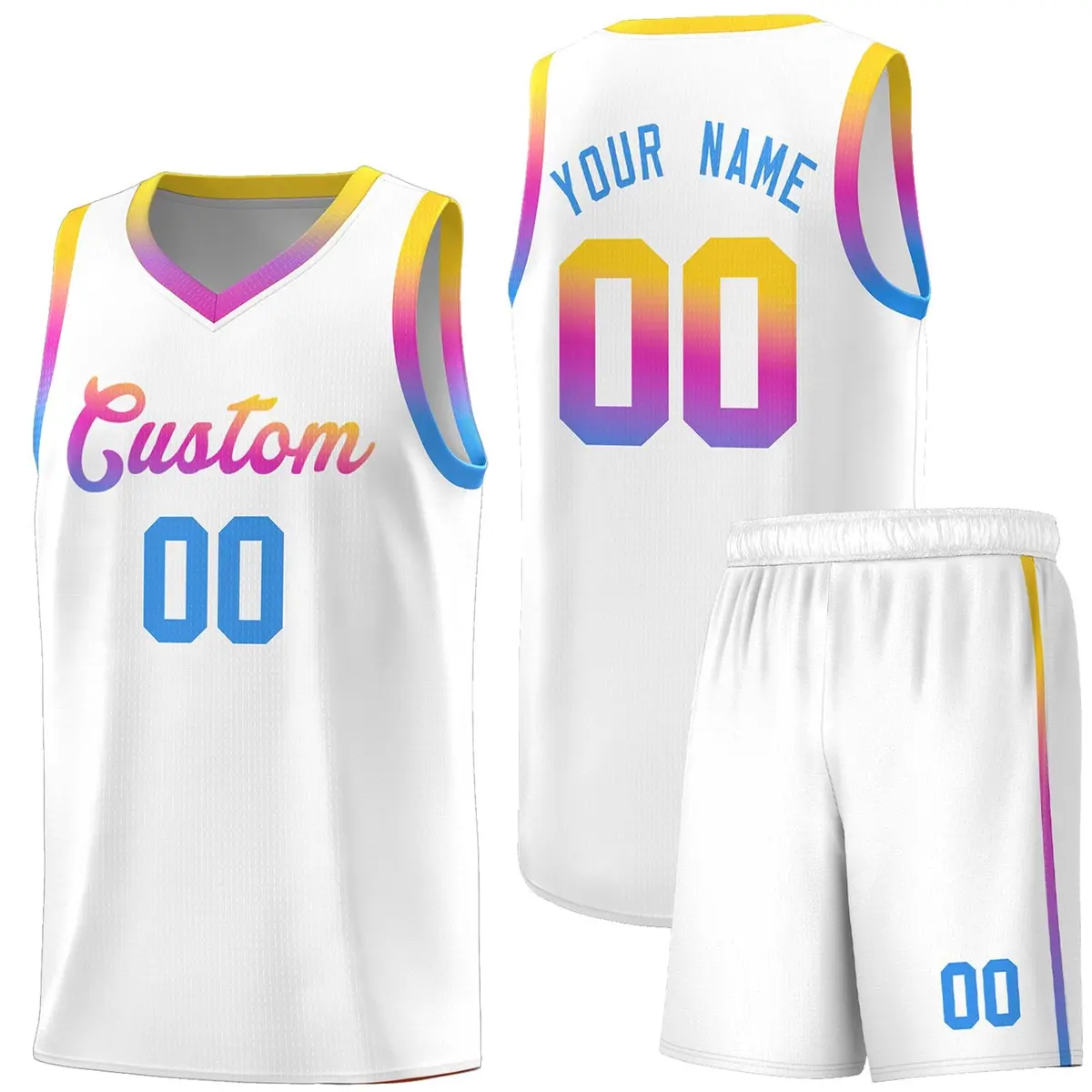 White Gradient Font Basketball Jersey