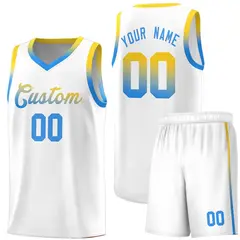 White Gradient Font Basketball Jersey