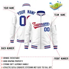 White Gradient Full-Zip Fashion Letterman Bomber Jacket 2