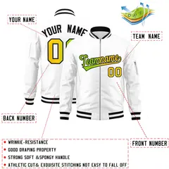 White Gradient Full-Zip Fashion Letterman Bomber Jacket 2