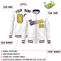 White Gradient Full-Zip Fashion Letterman Bomber Jacket 2