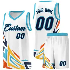 White Gradient Graffiti Pattern Sports Basketball Jersey