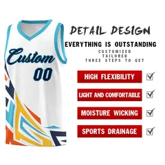 White Gradient Graffiti Pattern Sports Basketball Jersey 2