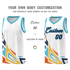 White Gradient Graffiti Pattern Sports Basketball Jersey 3